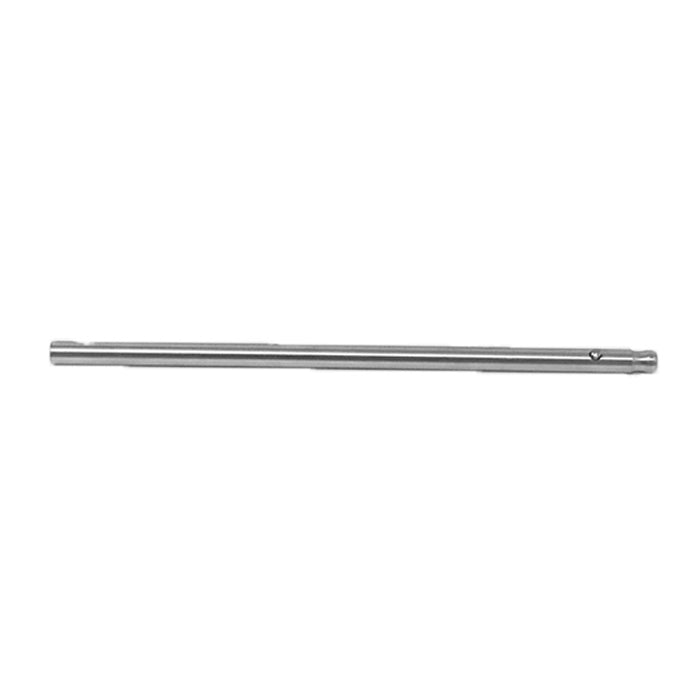 Die Unold-Abtriebswelle mit Stift zu M100-M200, SG2000 und M250 ist ein gerader, zylindrischer Metallstab mit einem kleinen Loch an einem Ende, der vor einem schlichten weiΓen Hintergrund abgebildet ist.
