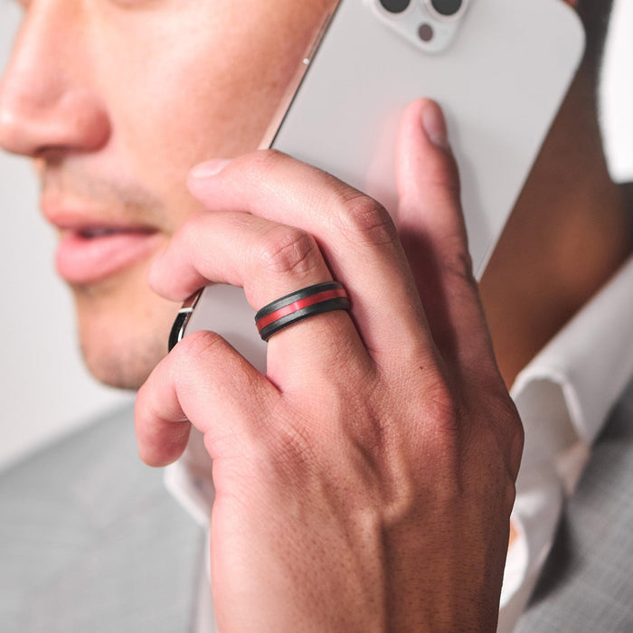 Axis Silicone Ring - Black Pearl/Ruby Element