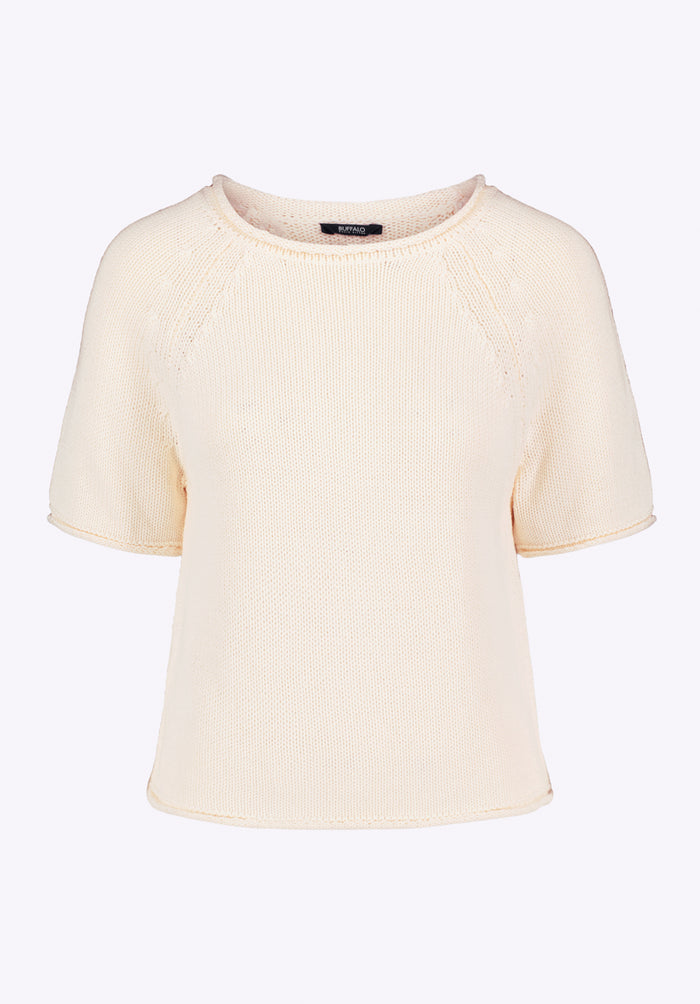 Buffalo Women Sweaters Beige Knit Sweaters Short Sleeve