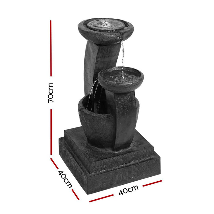 Gardeon 3 Tier Solar Powered Water Fountain with Light - Blue -Home Living Store - -