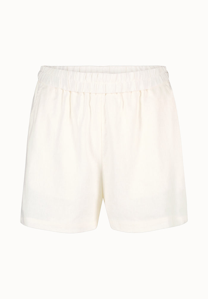Buffalo Women Shorts White Woven Casual Shorts Linen-Blend Relaxed Fit