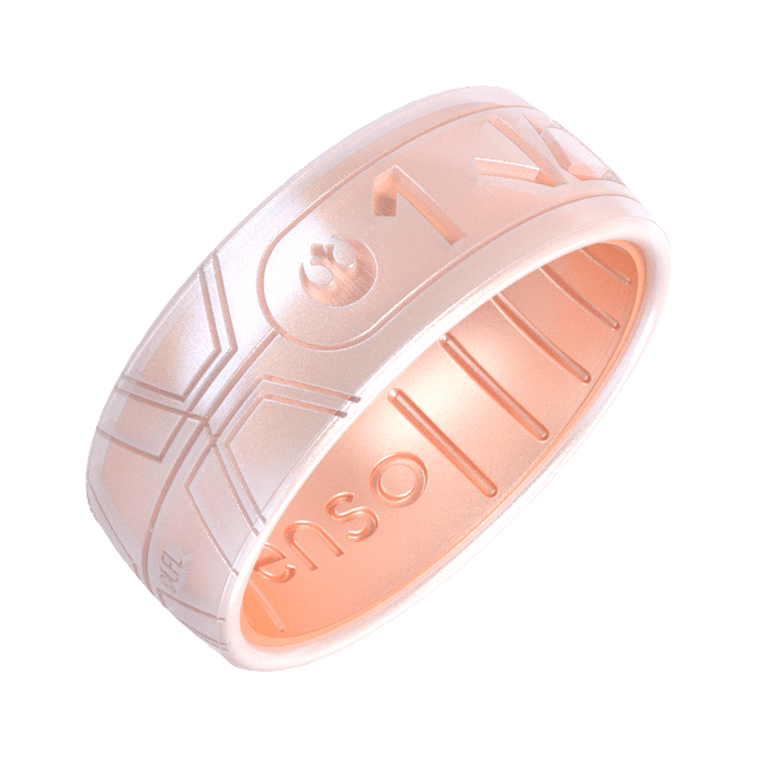 Star Wars Silicone Ring - I Love You (Aurebesh) - Moonstone/Rose Gold