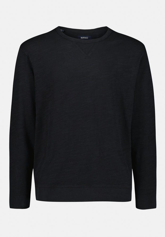 Buffalo Men Tops Black Knit Knit Long Sleeve Soft Cotton Relaxed Fit