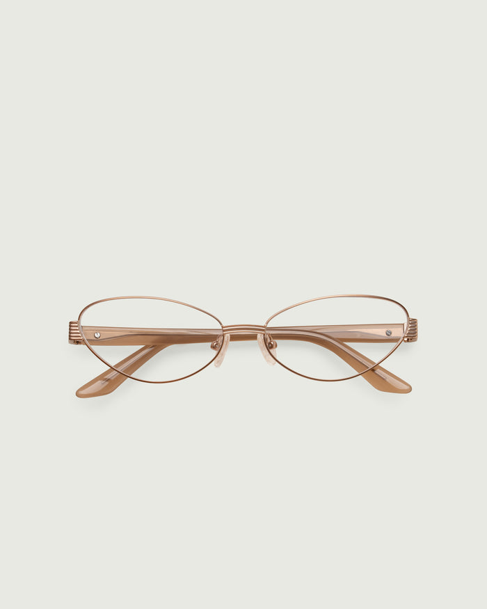 Tan::Kitty Eyeglasses cateye brown metal top