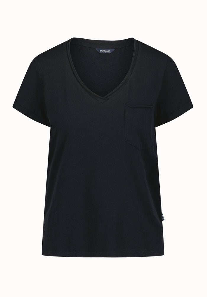 Buffalo Women T-Shirts Black Knit Tees Short Sleeve