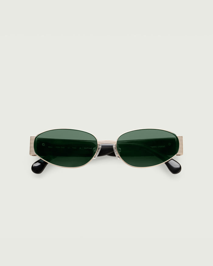 White Gold Pond::Rue Sunglasses cateye Gold metal top