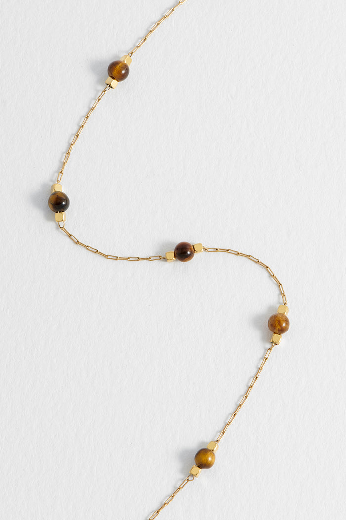 Wellness Tiger's Eye Beaded Chain Bracelet