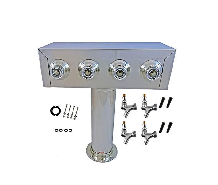 Bev Rite, Stainless Steel Product Draft Beer Kegerator T Tower, Body, 4 Faucets
