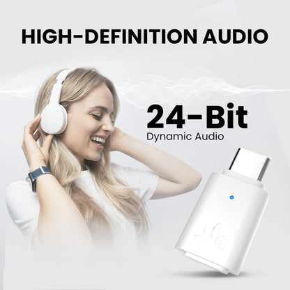 C81-PC Bluetooth Adapter for PC, high definition aptX LL, HD, and Adaptive for high-quality 24-bit dynamic audio for stable wireless audio.