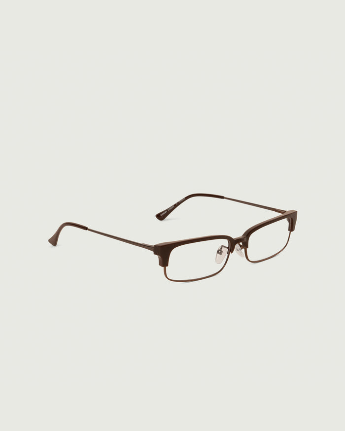 Ganache::Carson Eyeglasses rectangle Brown castor seed front diagonal