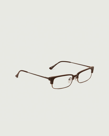 Ganache::Carson Eyeglasses rectangle Brown castor seed front diagonal