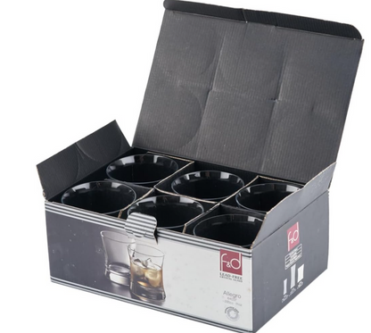 Fine & Durable Allegro Whisky Glass, 330cc, (6 Per Pack)