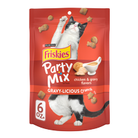 Friskies Party Mix Gravy-licious Chicken & Gravy Flavors Cat Treats 6OZ. - 05000016923 Pie's Variety Store