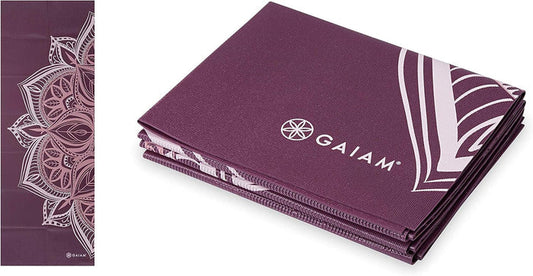 Gaiam Foldable Yoga Mat L68XW24X2MM Thick Cranberry Point