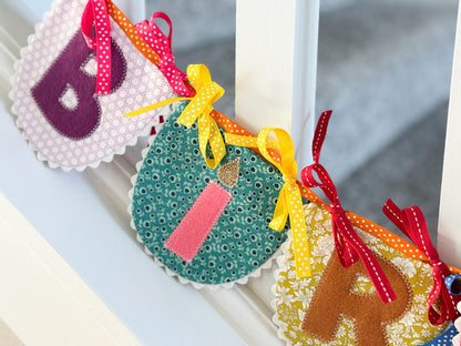 "Happy Birthday In-the-Hoop Banner" (Downloadable Machine Embroidery Pattern)