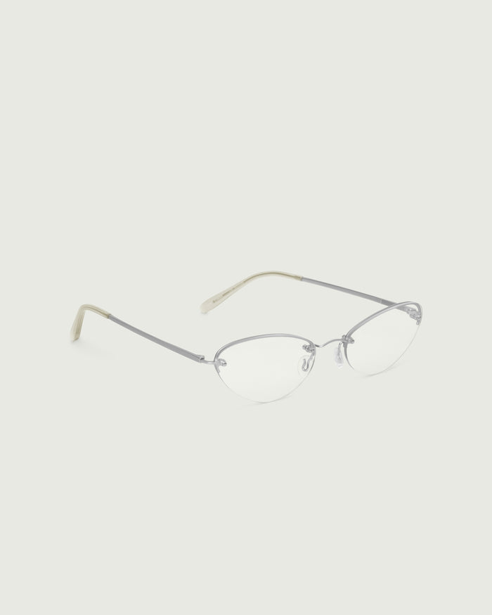 Silver::Holly Eyeglasses cateye Gray stainless steel front diagonal