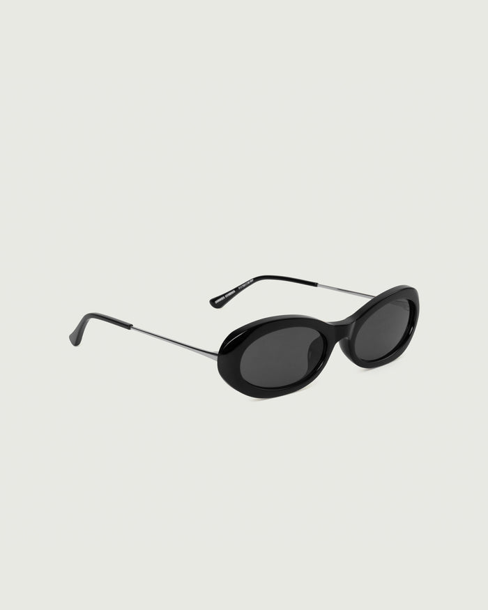 Ink::Jackie Sunglasses oval Black recycled polyester front diagonal