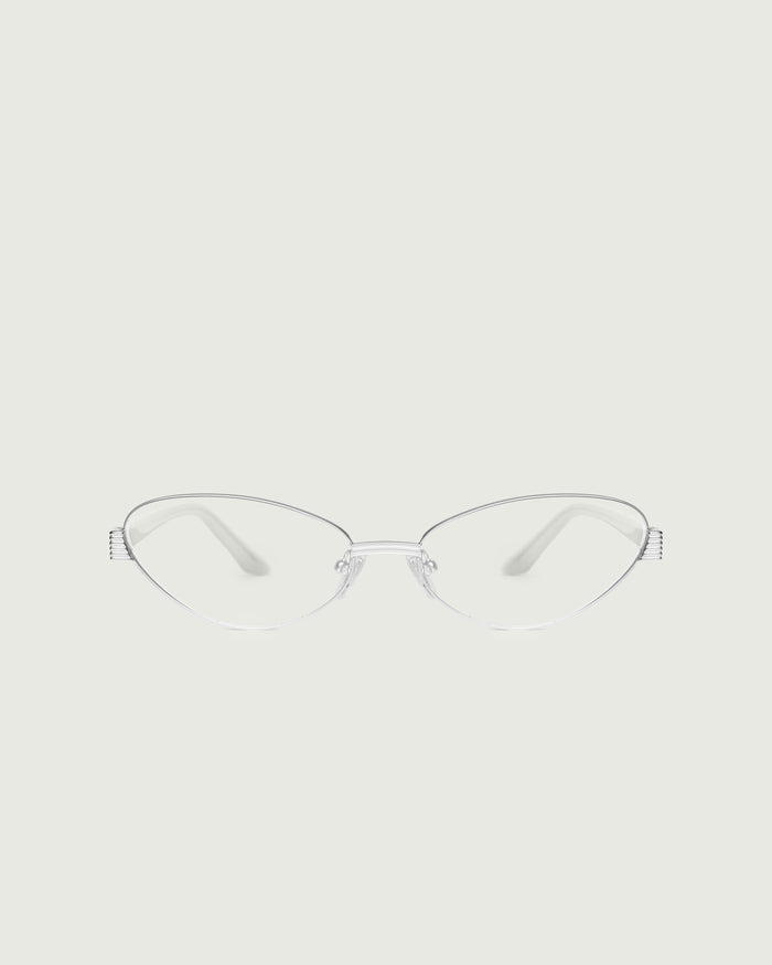 Silver::Kitty Eyeglasses cateye silver metal front