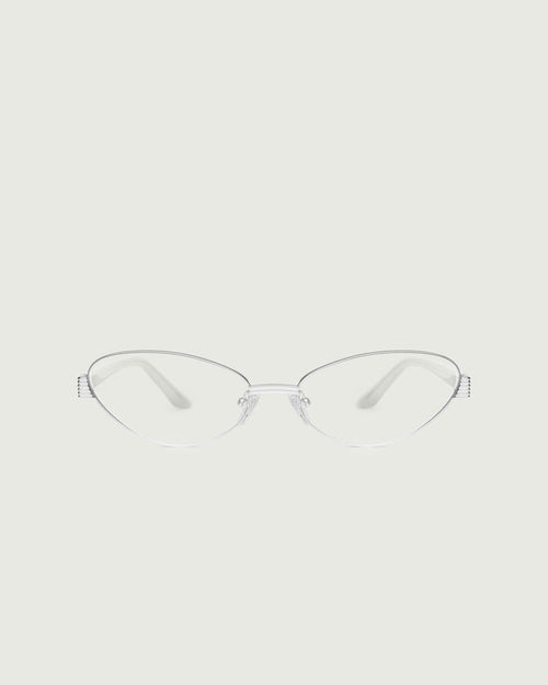 Silver::Kitty Eyeglasses cateye silver metal front