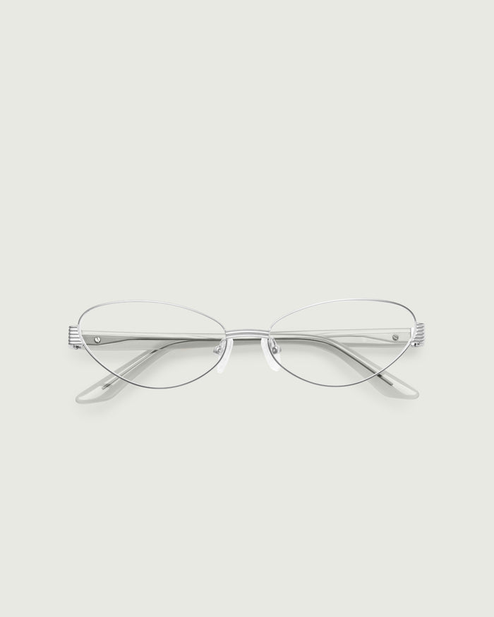 Silver::Kitty Eyeglasses cateye silver metal top