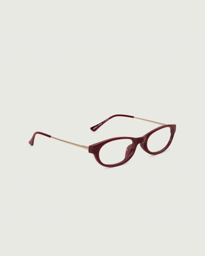 Crimson::Lee Eyeglasses oval Red castor seed front diagonal