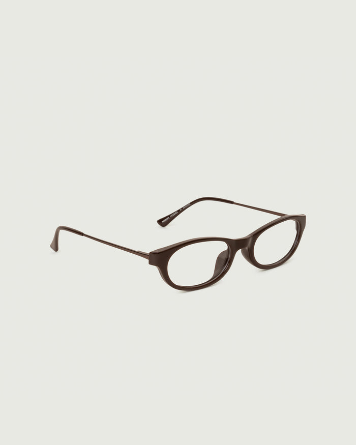Ganache::Lee Eyeglasses oval Brown castor seed front diagonal
