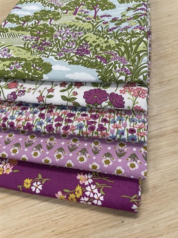 Liberty Botanist's Walk-Purple- Fat Quarter Fabric Bundle (5)