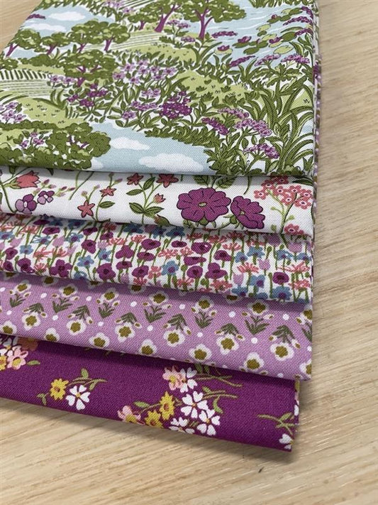 Liberty Botanist's Walk-Purple- Fat Quarter Fabric Bundle (5)