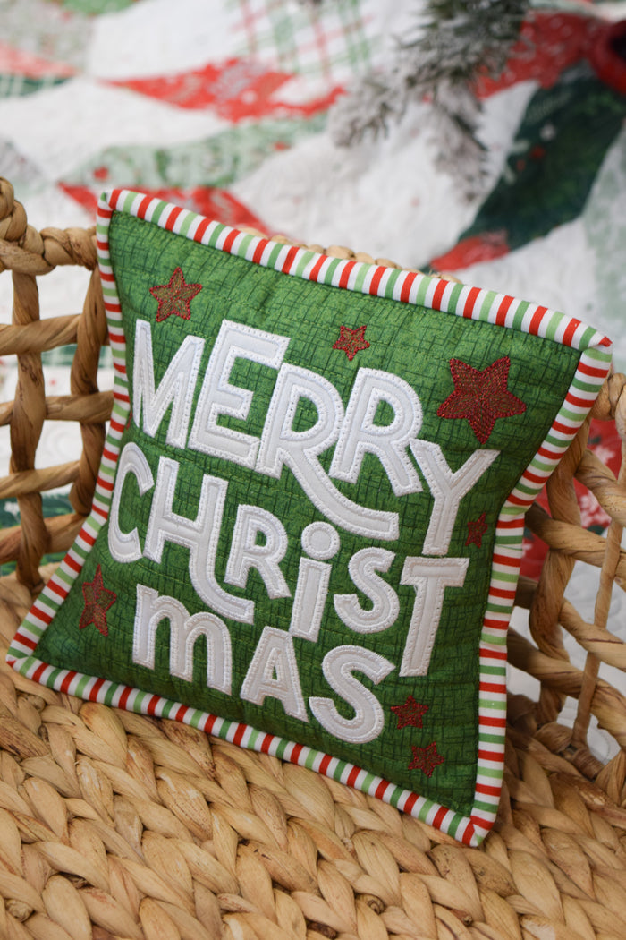 Merry Christmas Shelf Pillow Fabric Kit