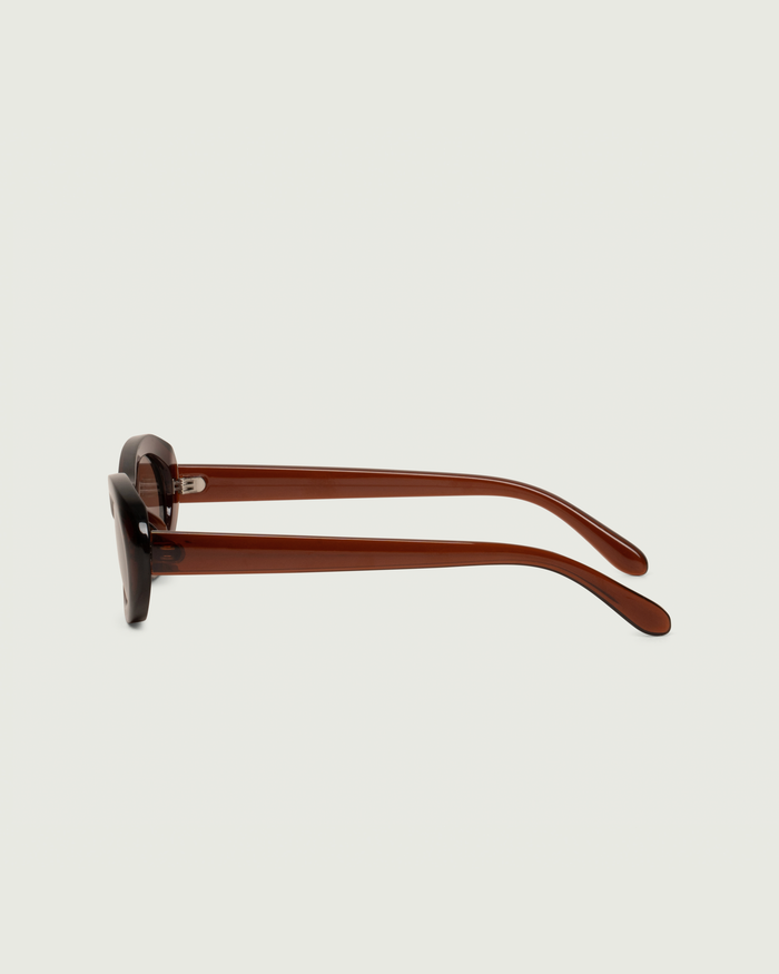 Espresso::Mina Sunglasses oval Brown recycled polyester side