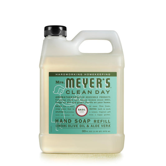 MRS. MEYER'S CLEAN DAY Hand Soap Refill, Made with Essential Oils, Biodegradable Formula, Basil, 33 fl. oz Mrs. MEYER'S