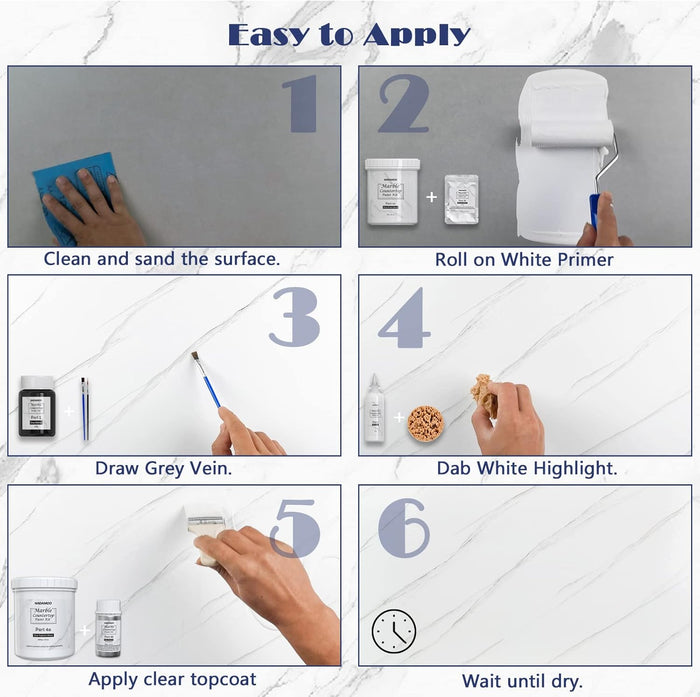 NADAMOO White Marble Countertop Paint Kit