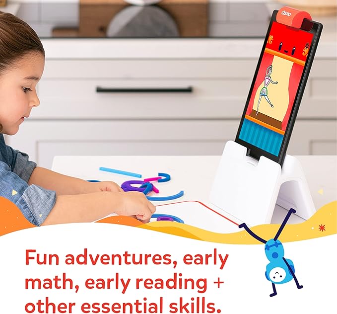 Osmo - Little Genius Starter Kit for Fire Tablet + Early Math Adventure - Valentine Toy/Gift - 6 Educational Games-Counting, Shapes & Phonics-STEM Gifts-Ages 3 4 5