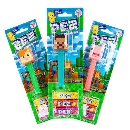 PEZ Minecraft Assorted Candy Dispensers Blister Pack - 12 Count
