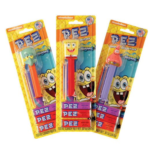 PEZ SpongeBob Assorted Candy Dispensers Blister Pack - 12 Count