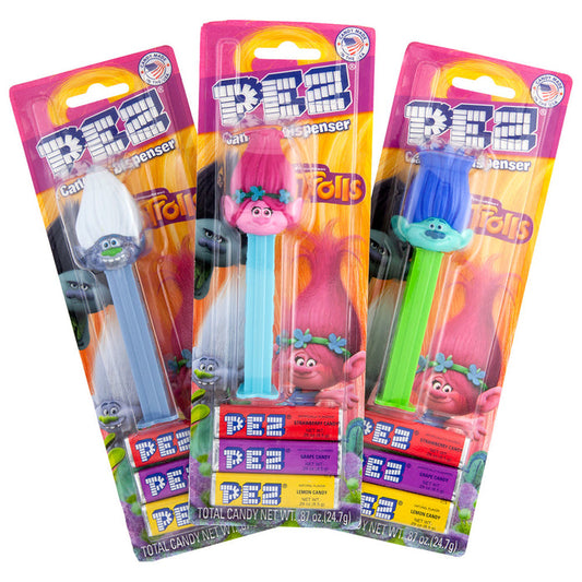 PEZ Trolls Assortment Candy Dispensers Blister Pack - 12 Count