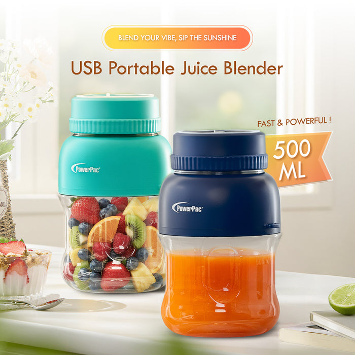 PowerPac USB Portable Juice Blender, Travel Cup Blender, Smoothie Fruit Juicer, 500ml (PPBL333)NB