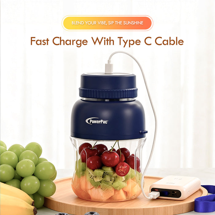 PowerPac USB Portable Juice Blender, Travel Cup Blender, Smoothie Fruit Juicer, 500ml (PPBL333)NB