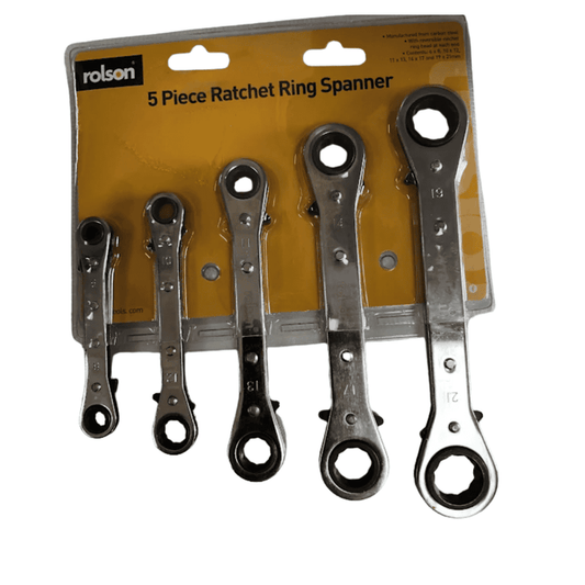 Rolson 5pc Offset Ratchet Ring Spanner Set-ROL46905 MEGA
