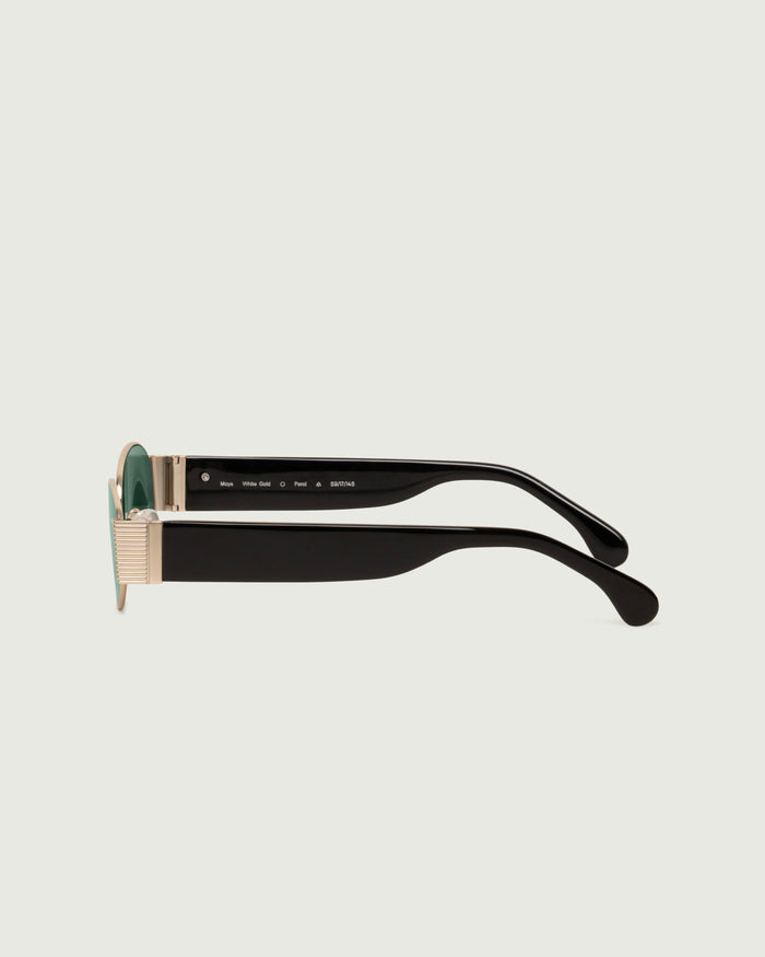 White Gold Pond::Moya Sunglasses oval Gold metal side