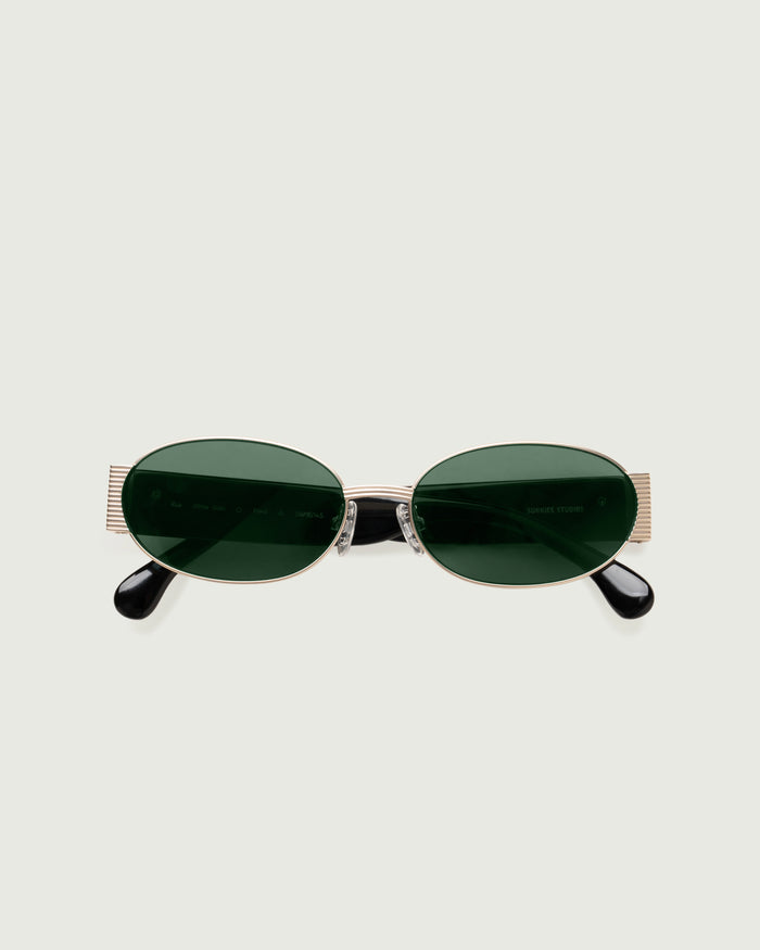 White Gold Pond::Moya Sunglasses oval Gold metal top
