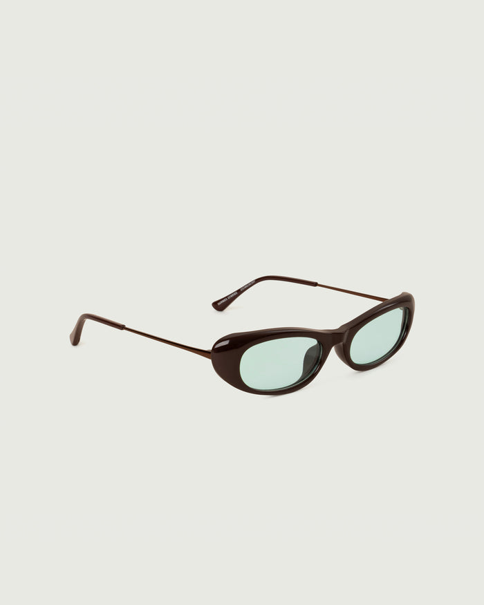 Ganache::Slim Sunglasses cateye Brown recycled polyester front diagonal