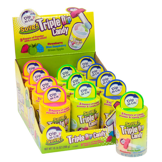 Sour Triple Dip Candy Dip-N-Lik - 12ct