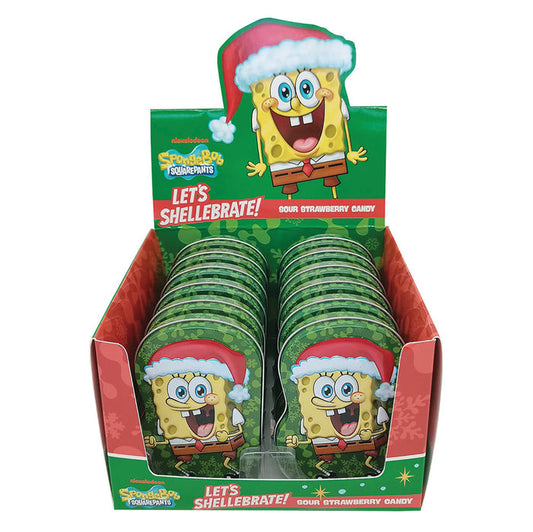 SpongeBob Christmas Let's Shellebrate Strawberry Candy Tin - 12 Count
