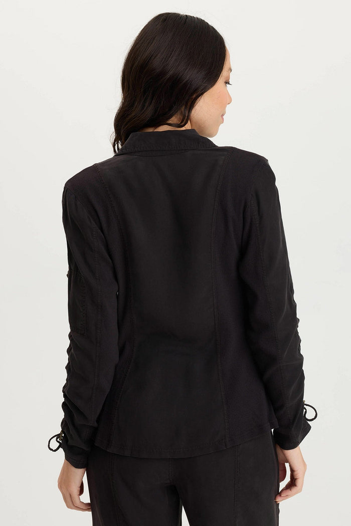 XCVI Stratford Twill/Jersey 3/4-Sleeve Blazer Jacket