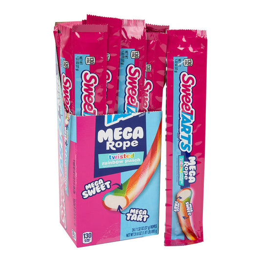 Sweetarts Mega Rope Twisted Rainbow Punch Candy - 24 Count