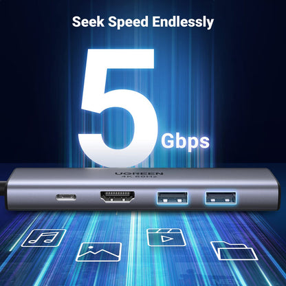 UGREEN USB C Hub 4K 60Hz, 6-in-1 USB C to USB Adapter with 100W PD, HDMI Adapter, USB3.0, SD/TF Card Reader, USB-C Multiport Adapter Type C Dongle for MacBook Pro Air, iPhone 15 Pro/Pro Max Dell, HP - UGREEN EU